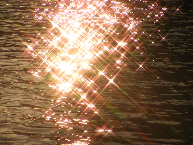 close-up image of a sparkling sunset